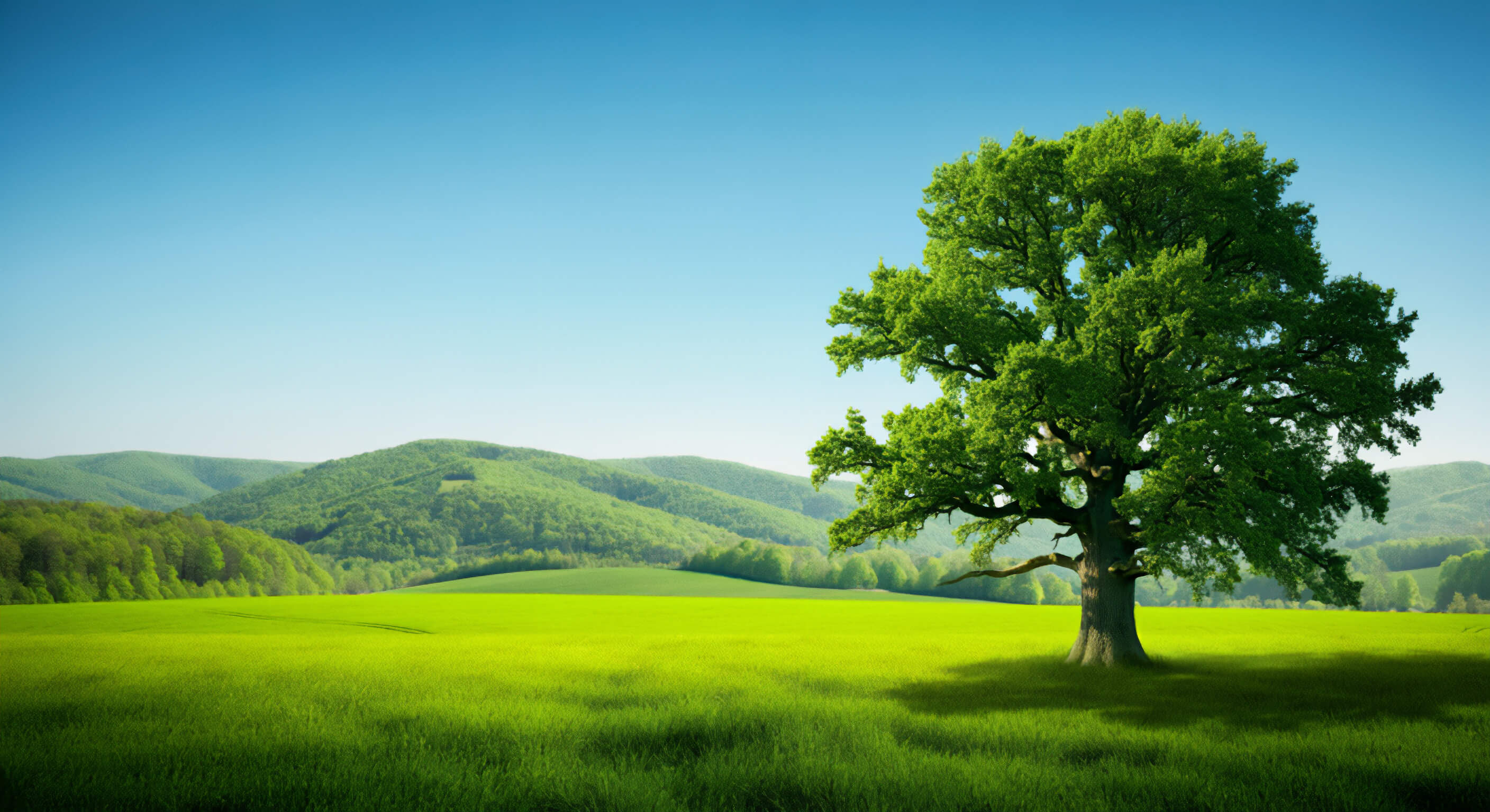 tree in a field on a sunny day